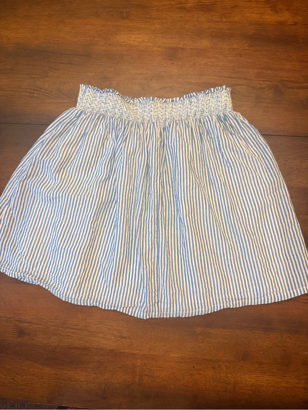 Old Navy Blue and White Striped Smocked Waist Skirt